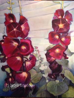 Red hollyhocks Red hollyhocks